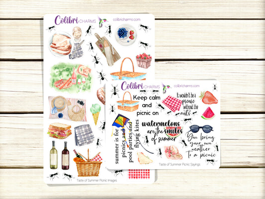 Picnic Planner Stickers | Taste of Summer Stickers | Summertime Stickers | Picnic Blanket Stickers | Seasonal Planner Stickers