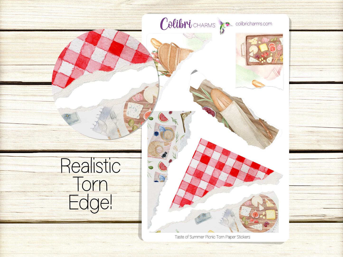 Taste of Summer Torn Paper Stickers | Picnic | Ice Cream Lovers Planner Stickers | Seasonal Planner Stickers | Ripped Paper