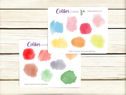 Taste of Summer Splotches Planner Stickers | Watercolor Swatches Stickers | Splotch Stickers | Seasonal Planner Stickers