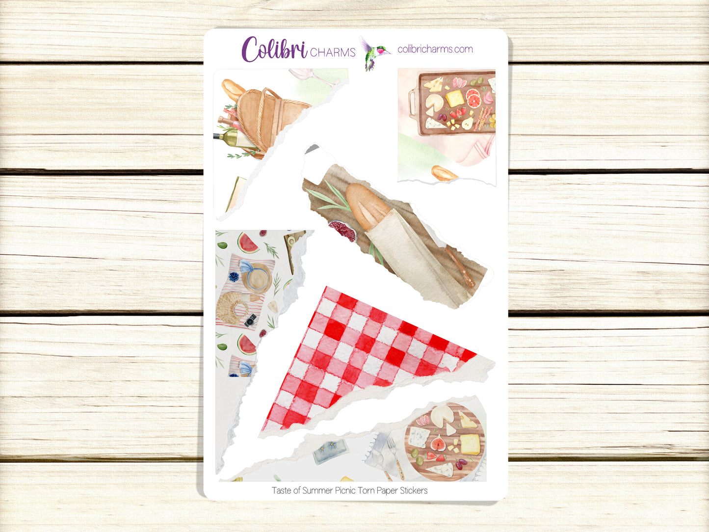 Taste of Summer Torn Paper Stickers | Picnic | Ice Cream Lovers Planner Stickers | Seasonal Planner Stickers | Ripped Paper