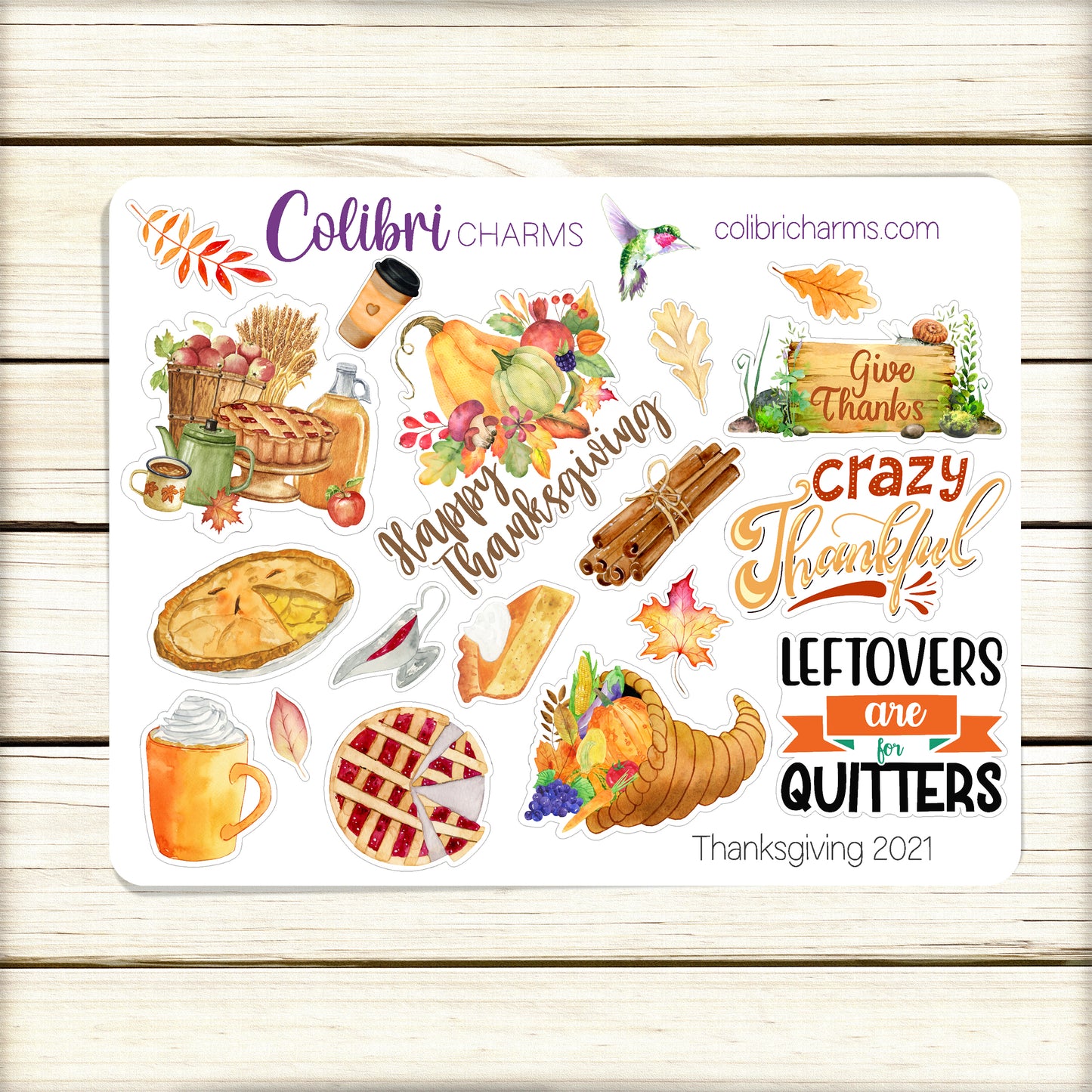 Thanksgiving Planner Stickers | Watercolor Gratitude Stickers | 2021 Holiday Stickers | Seasonal Planner Stickers