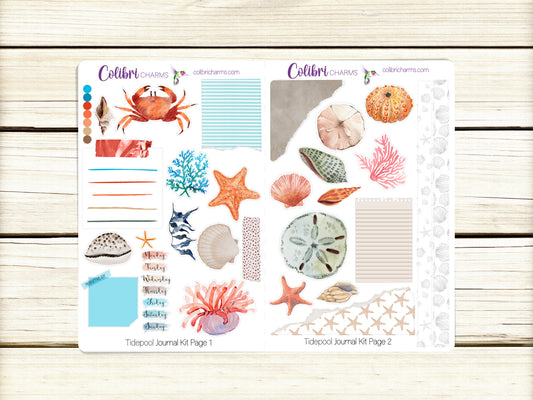 Tidepool Journal Kit, Planner  Stickers, Seaside Journaling, Beachcomber Bujo Kit, Seasonal Planner Stickers