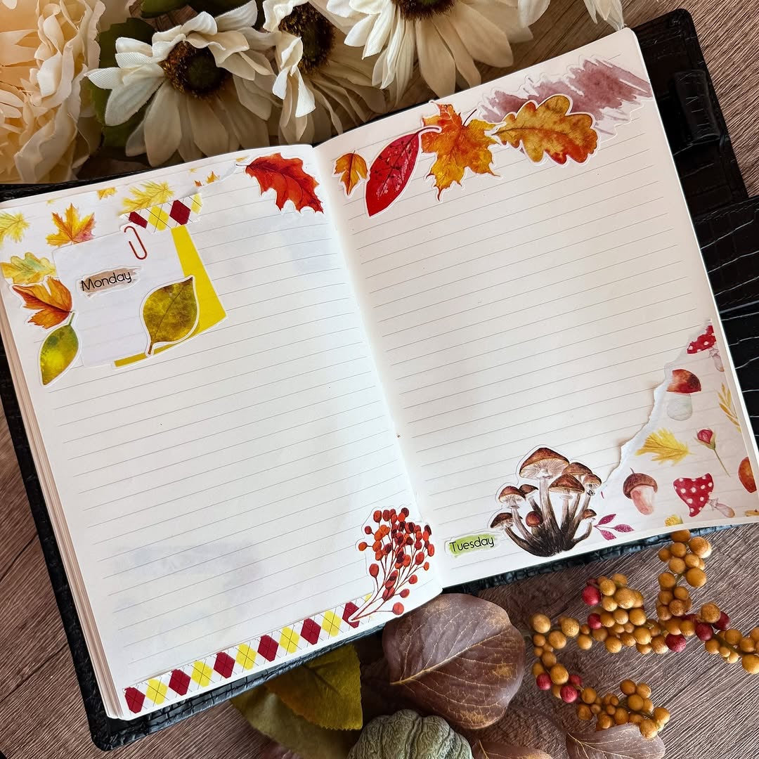 Rake. Pile. Jump. Repeat.  Planner Stickers, Autumn Deco Stickers, Falling Leaves Deco, Fall Planner Sticker Kit, Seasonal Planner Stickers