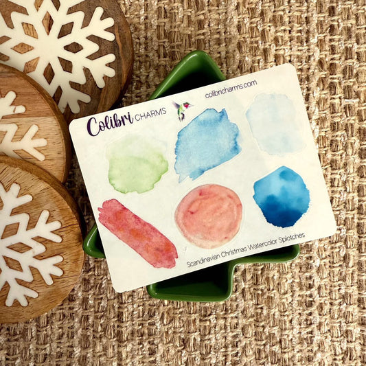 Scandinavian Christmas Watercolor Splotches Planner Stickers | Winter Palette Paint Swatch Stickers, Nordic Holiday Planner