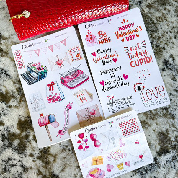 Love Notes Planner Stickers, Valentine's Day Deco Stickers, Letters Deco, Romantic Planner Sticker Kit, Seasonal Planner Stickers