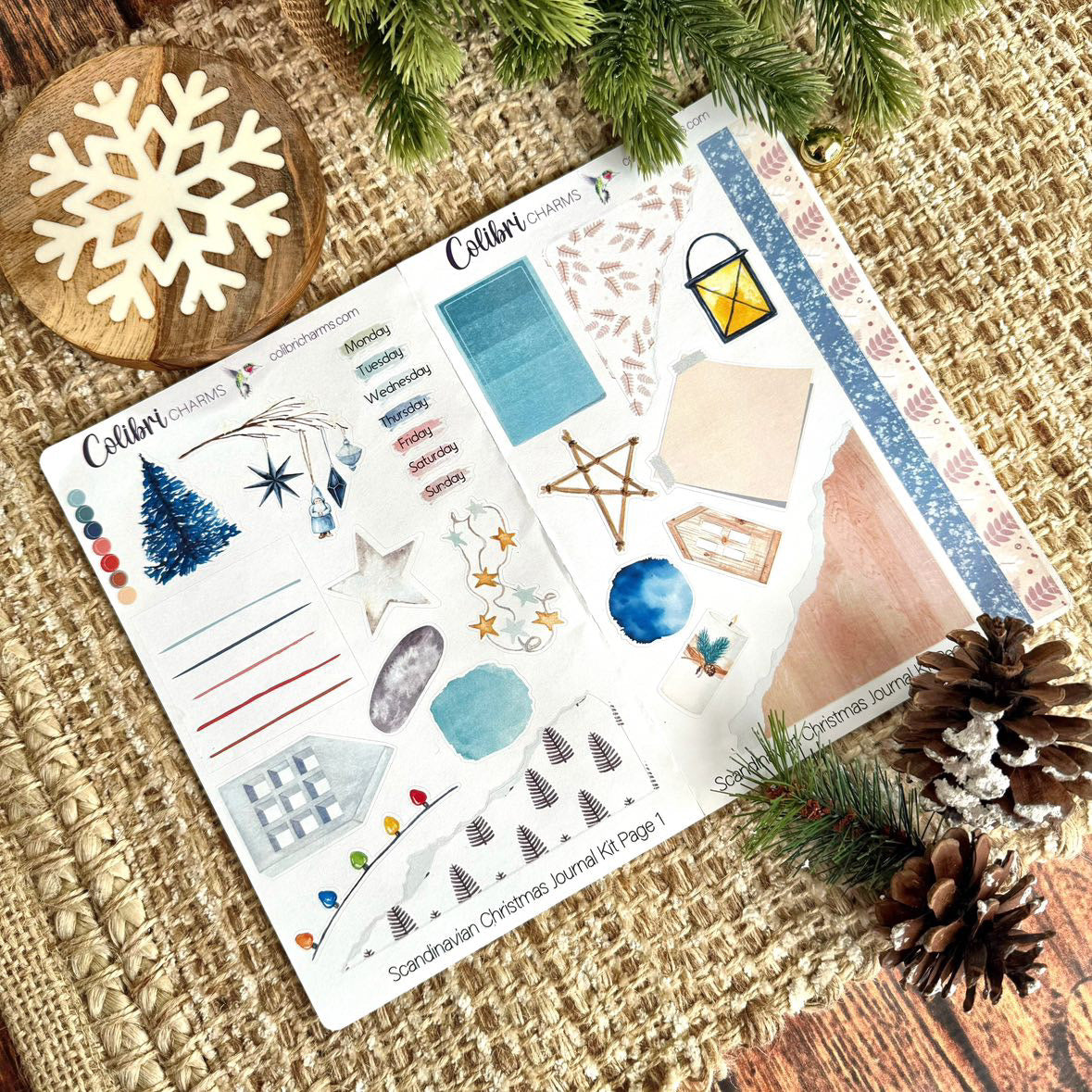 Scandinavian Christmas Journal Kit, Planner  Stickers, Nordic Holiday Journaling, Hygge Bujo Kit, Seasonal Planner Stickers