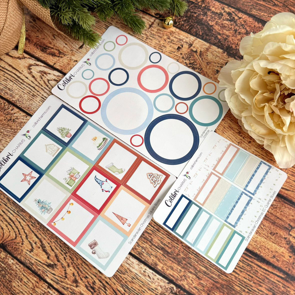 Scandinavian Christmas Box Planner Stickers, Nordic Holiday Happy Planner Stickers, Seasonal Planner, Functional Planning