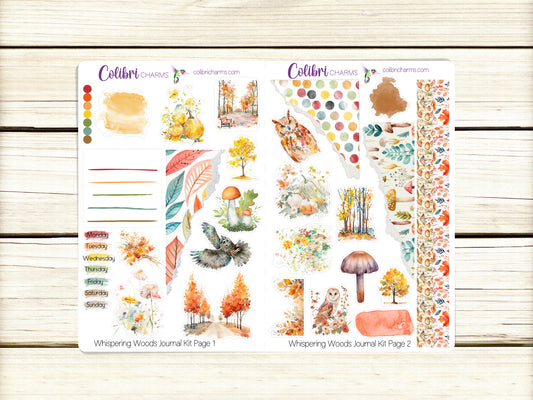 Whispering Woods Journal Kit | Planner  Stickers | Autumn Journaling | Owl Bujo Kit | Seasonal Planner Stickers