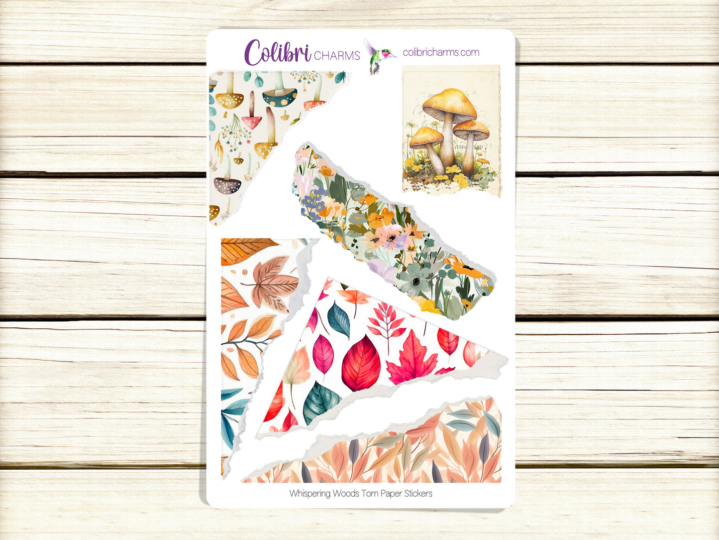 Whispering Woods Torn Paper Stickers | Autumn Deco Planner Stickers | Distressed Ripped Paper