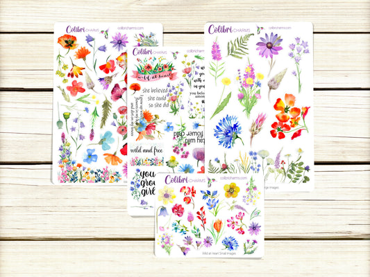Wild at Heart Planner Stickers | Wildflowers Stickers | Poppy Stickers | Planner Sticker Kit | Seasonal Floral Planner Stickers