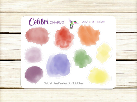 Wild at Heart Splotches Planner Stickers | Watercolor Swatches Stickers | Splotch Stickers | Seasonal Planner Stickers