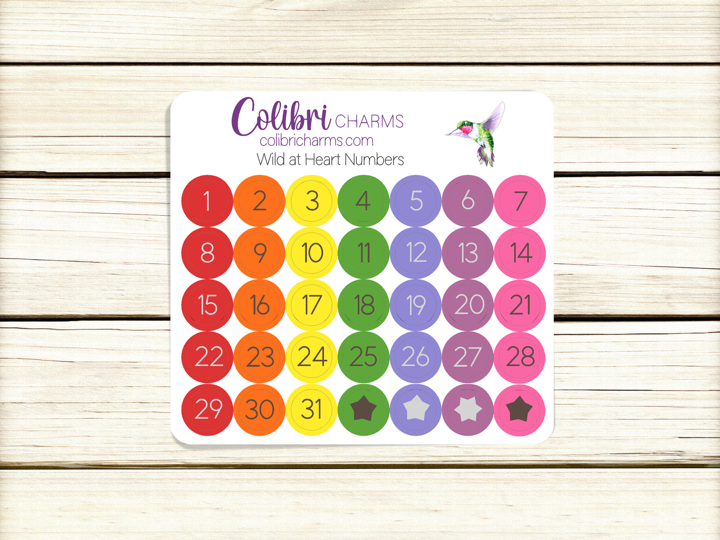 Wild at Heart Brushstroke Days of the Week Planner Stickers | Watercolor DOTW Stickers | Number Stickers | Date Dots | Date Stickers