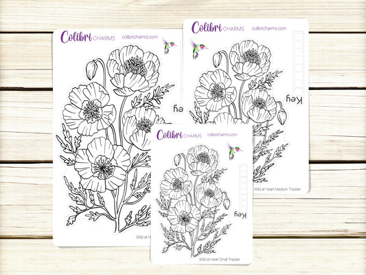 Poppy Tracker Sticker | Floral Bujo Tracker | Bullet Journal Mood Tracker | Flower Planner Habit Tracker | Seasonal Planner Stickers