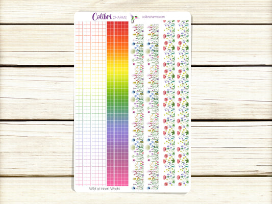Wild at Heart Washi Strip Stickers | Floral Stickers | Wildflowers Planner Stickers | Seasonal Planner Stickers
