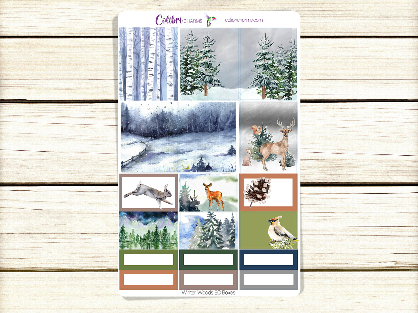 Winter Woods Box Planner Stickers | Wintry Stickers | Forest Animals Happy Planner Stickers | Seasonal Planner |