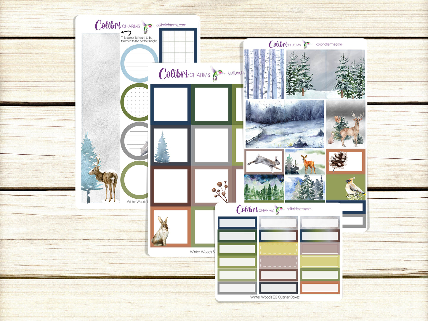 Winter Woods Box Planner Stickers | Wintry Stickers | Forest Animals Happy Planner Stickers | Seasonal Planner |