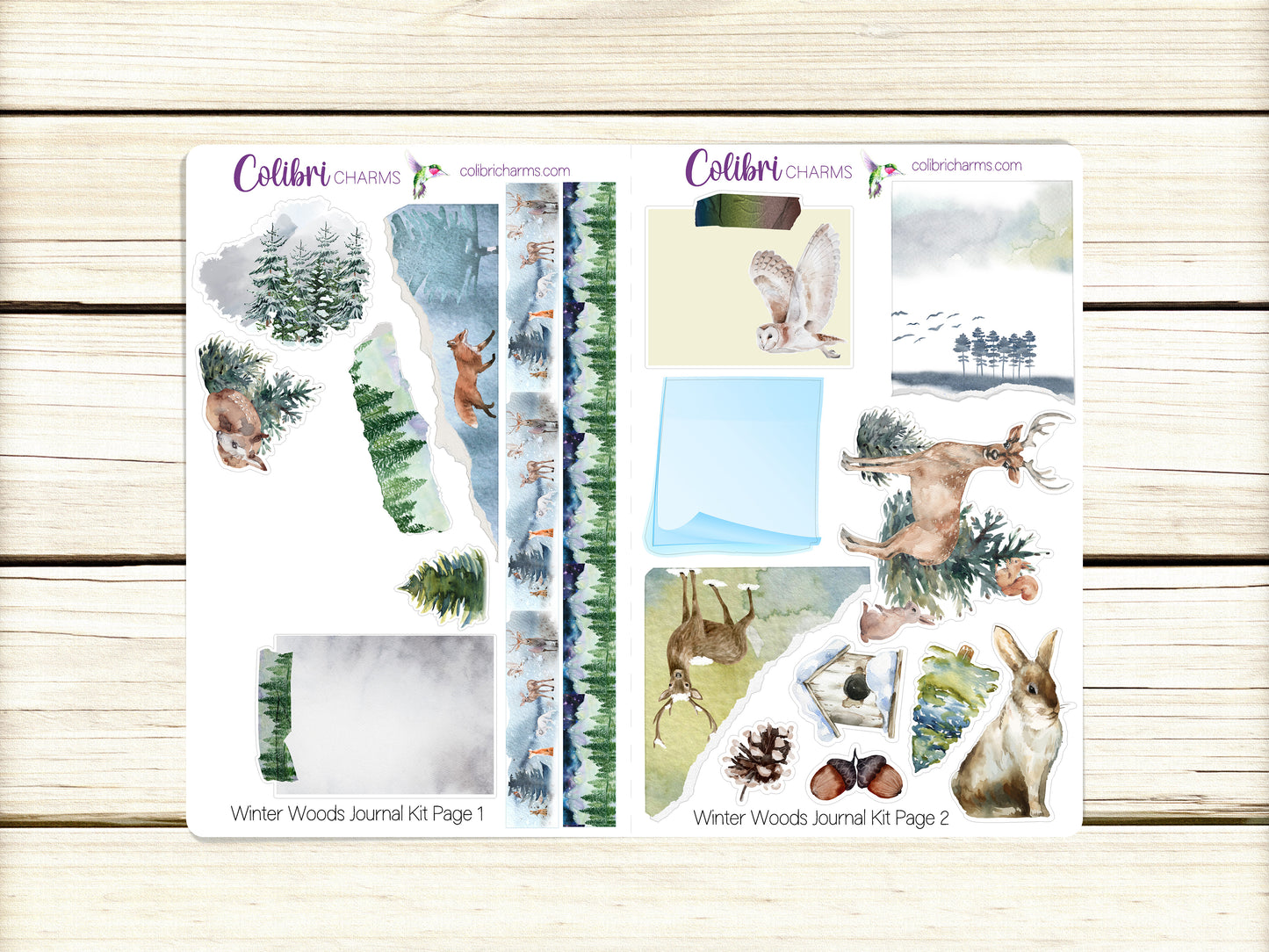 Winter Woods Journal Kit | Foggy Forest Decor | Animals Planner Stickers | Seasonal Planner Stickers | Bullet | Bujo