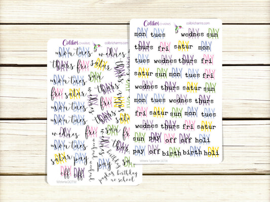 Wisteria Days of the Week Planner Stickers | Pastel DOTW Stickers | Colorful Daily Stickers | Seasonal Planner Stickersr