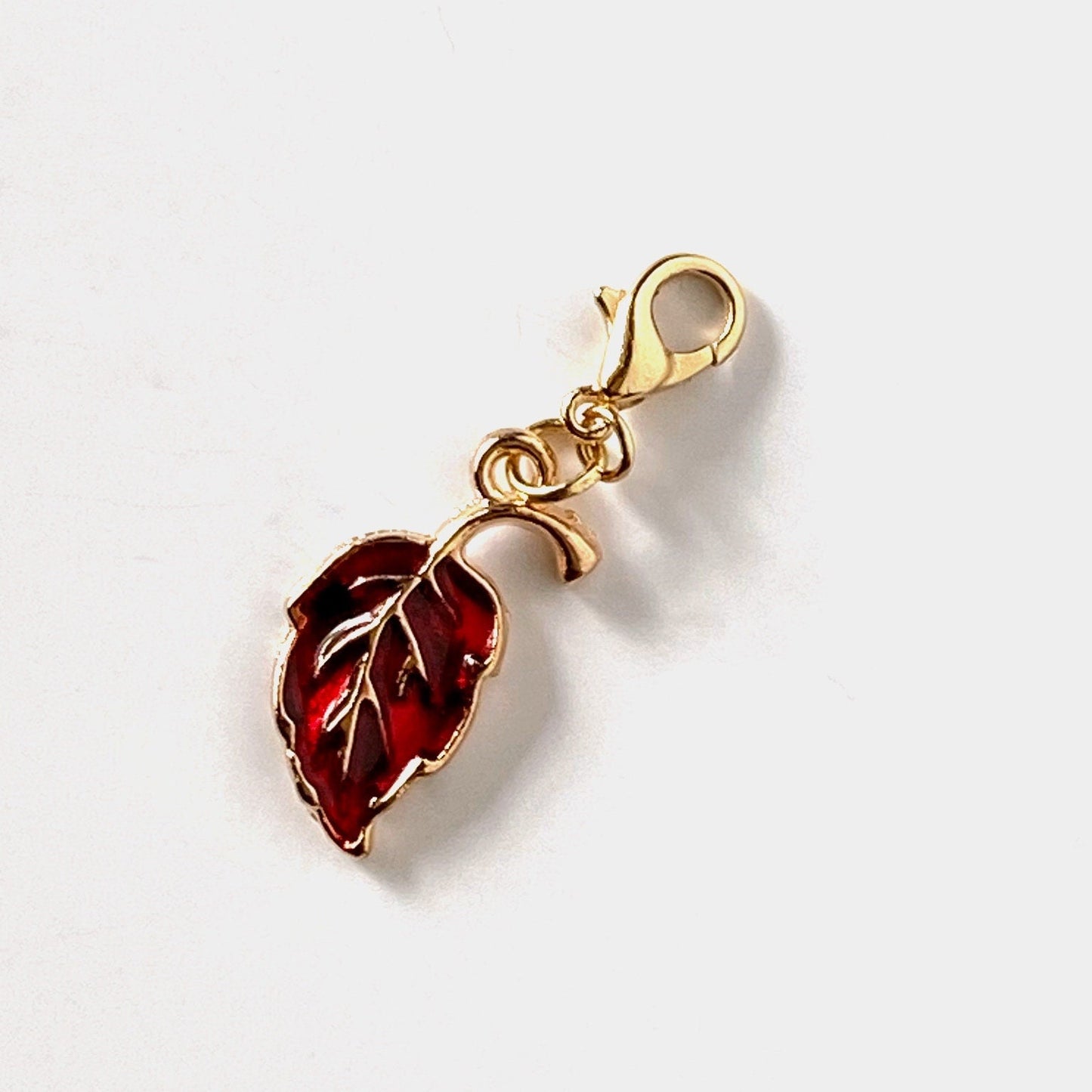 Colorful Enamel Leaf Charms | Red Enamel Leaf Bookmark | Autumn Stitch Marker