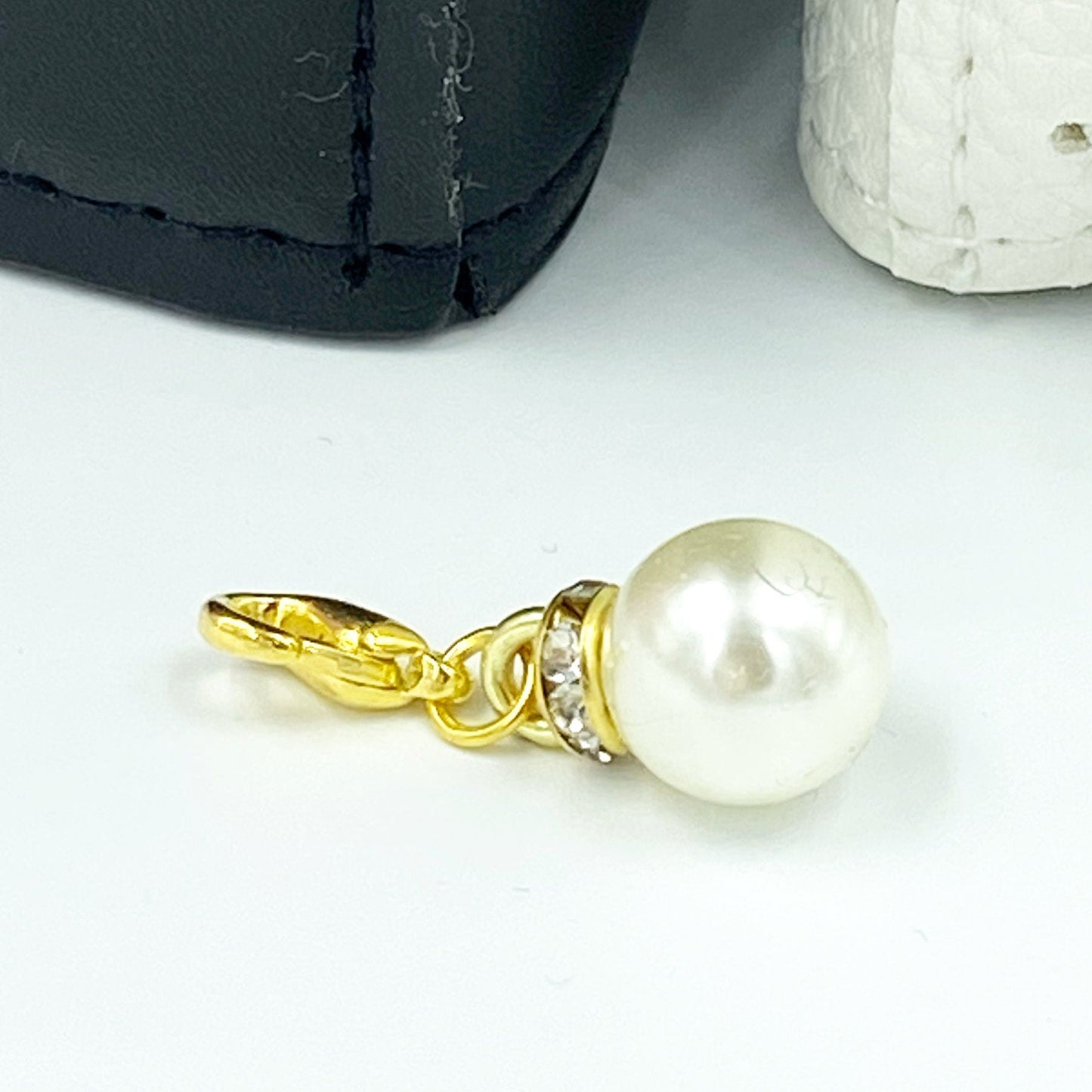 Pearl and Rhinestone Charms | Pearl Bookmark | Sparkly Pearl Stitch Marker