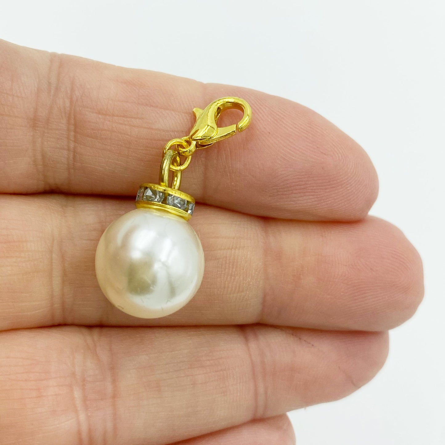 Pearl and Rhinestone Charms | Pearl Bookmark | Sparkly Pearl Stitch Marker