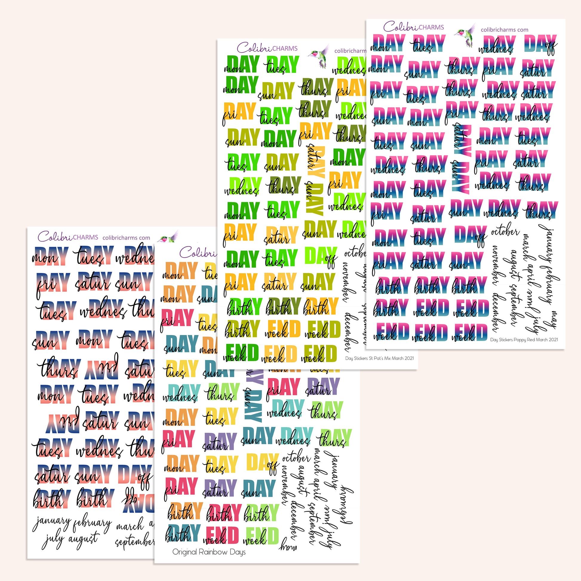 Days of the Week Planner Stickers DOTW Stickers Daily Stickers