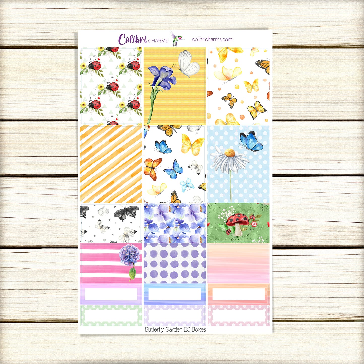 Butterfly Garden Box Planner Stickers | Pollinators Happy Planner Stickers | Seasonal Planner |