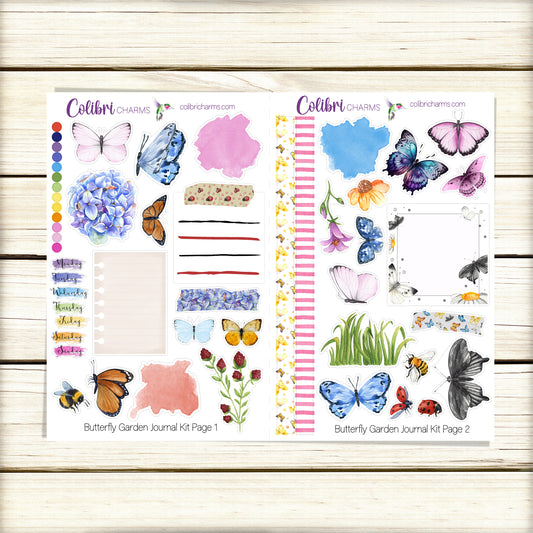Butterfly Garden Journal Kit | Spring Planner Decor | Flower Lover Stickers | Pollinator Planner Stickers | Bullet | Bujo