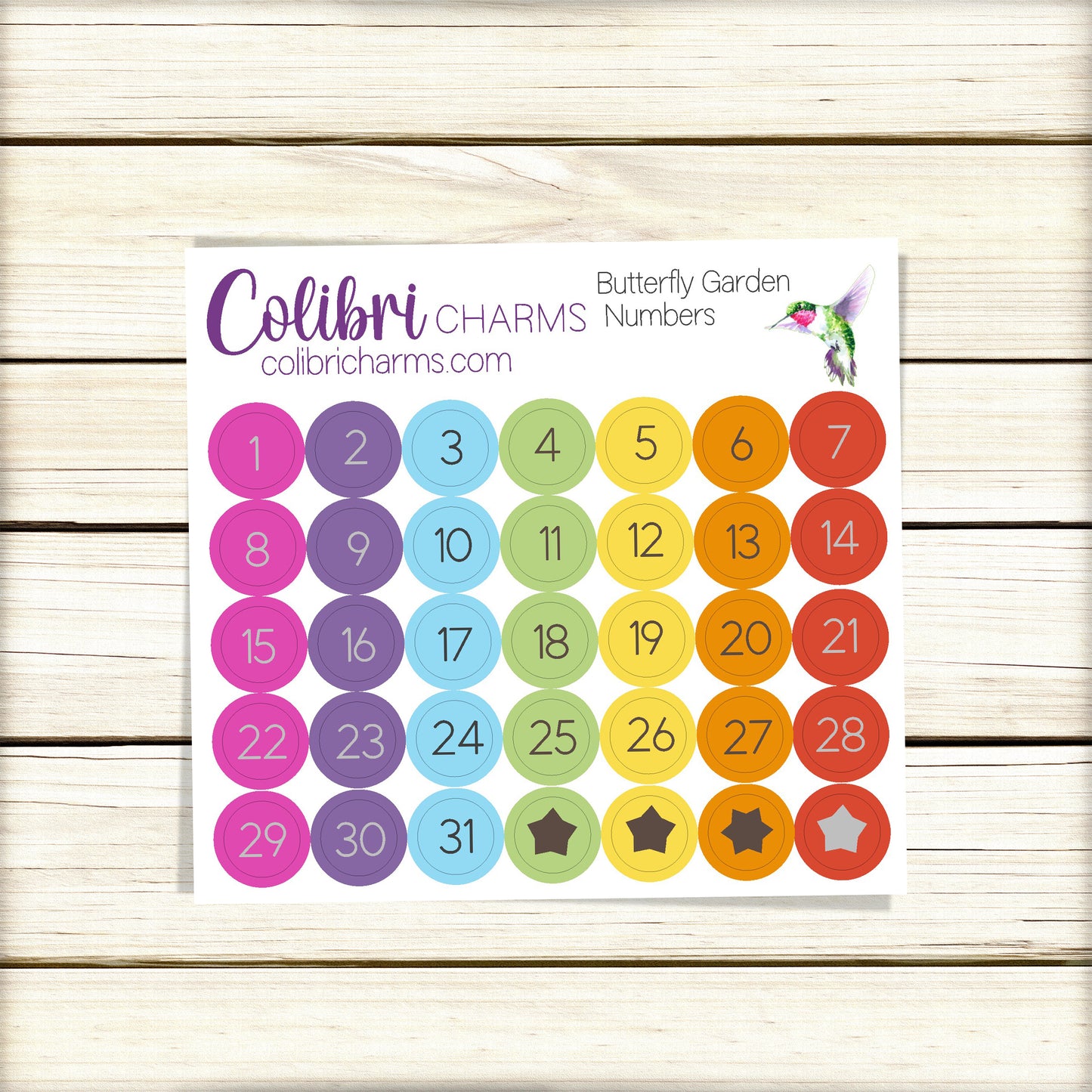 Butterfly Garden Brushstroke Days of the Week Planner Stickers | Colorful Watercolor DOTW | Number Stickers | Date Dots