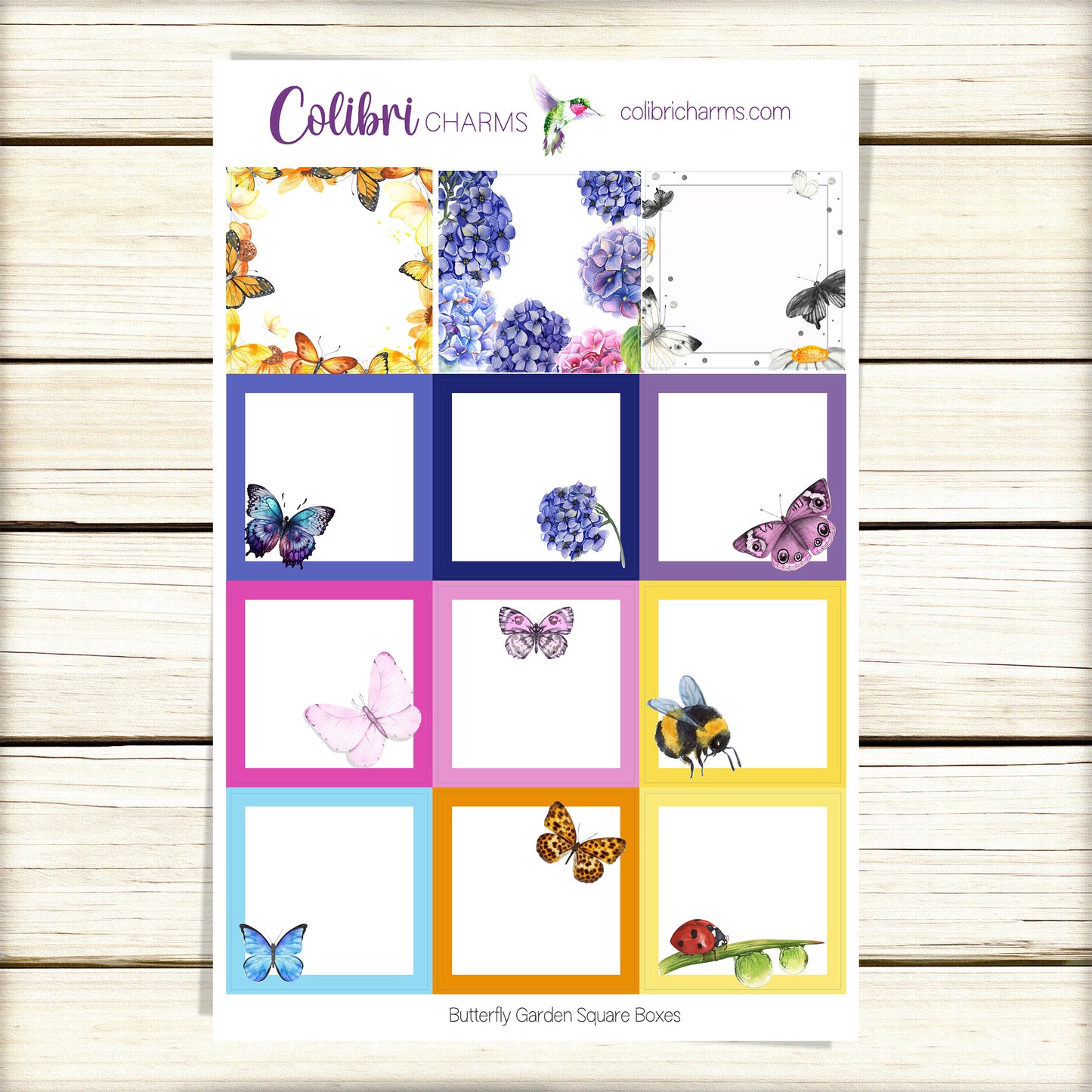 Butterfly Garden Box Planner Stickers | Pollinators Happy Planner Stickers | Seasonal Planner |