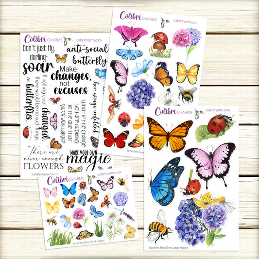 Butterfly Garden Planner Stickers | Deco Stickers | Springtime Deco | Pollinator Planner Sticker Kit | Seasonal Planner Stickers