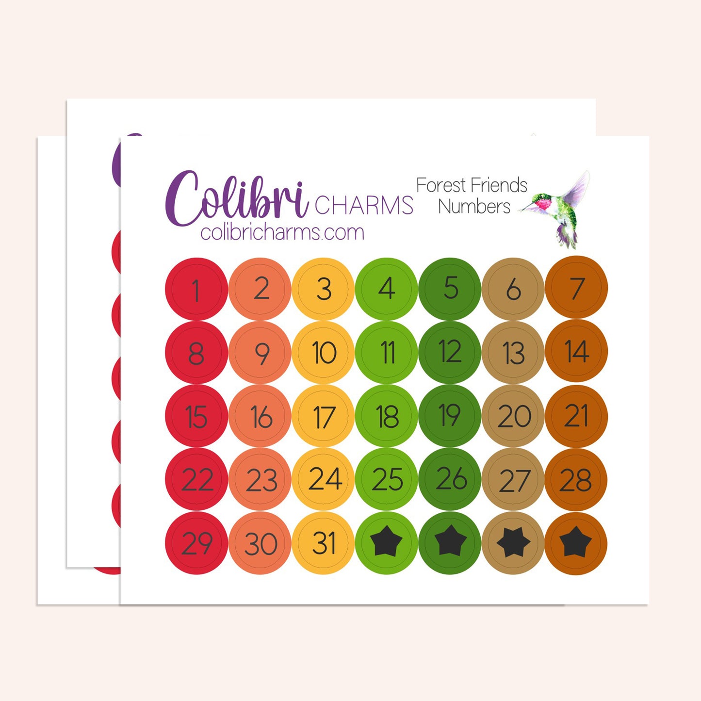 Forest Friends Brushstroke Days of the Week Planner Stickers | Autumn Watercolor DOTW | Number Stickers | Date Dots