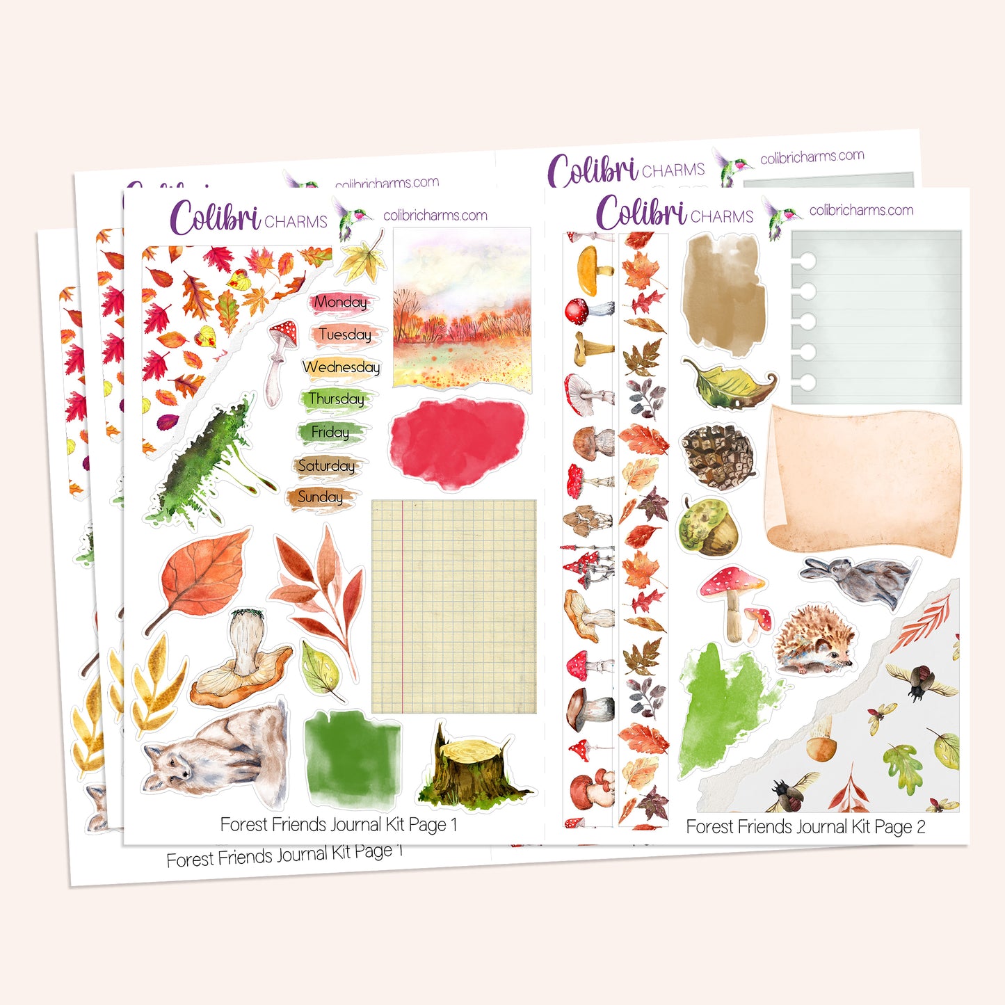 Forest Friends Journal Kit | Autumn Decor | Fall Planner Stickers | Seasonal Planner Stickers | Bullet | Bujo