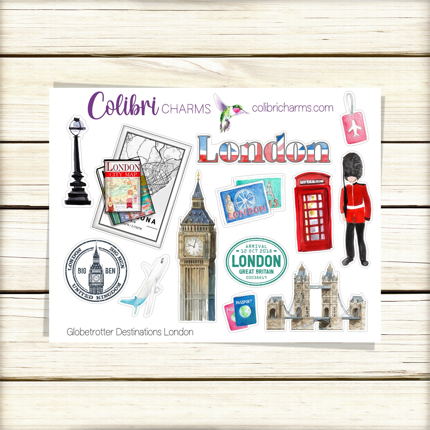 London | Travel Journal Stickers | Globetrotter Destination Planner Stickers | Europe Stickers | Seasonal Planner Stickers