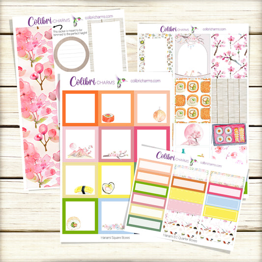 Hanami Box Planner Stickers | Sushi and Sakura Happy Planner Stickers | Spring Seasonal Planner | Cherry Blossoms