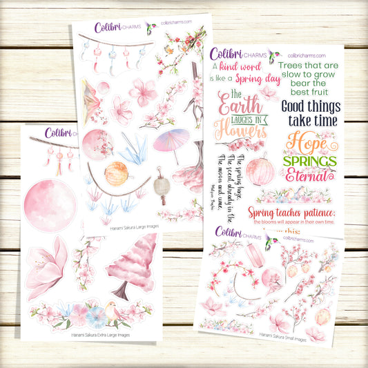 Sakura Planner Stickers | Hanami Deco Stickers | Cherry Blossom Deco Planner Sticker Kit | Spring Seasonal Planner Stickers