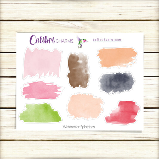Hanami Watercolor Splotches Planner Stickers | Japanese Paint Swatch Stickers | Japan Planner
