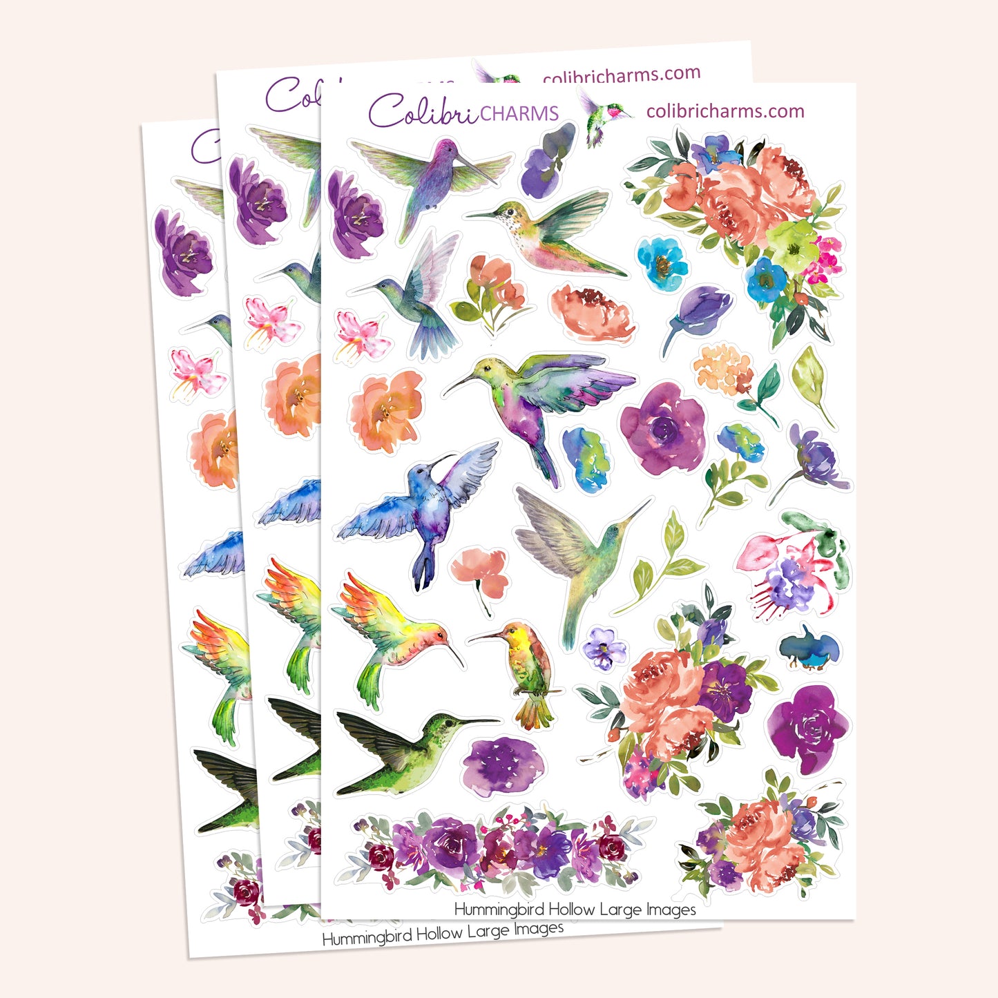 Hummingbird Hollow Planner Stickers | Bird Stickers | Floral | Flower Planner Sticker Kit | Seasonal Planner Stickers