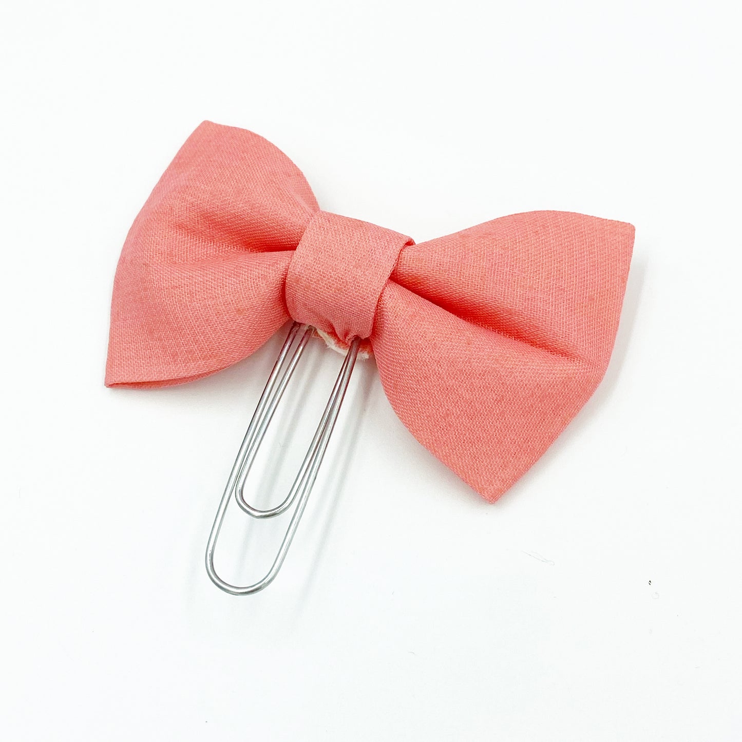 Coral Bow Clips | Colorful Clips | Faux Leather Planner Clip | Fabric Bow