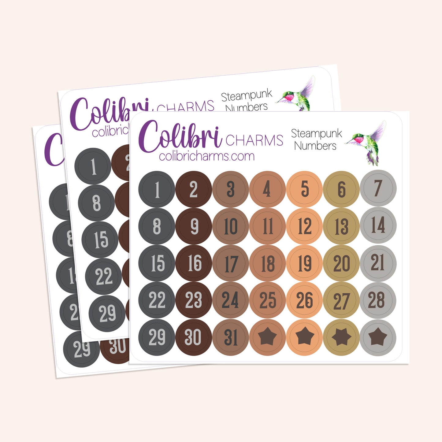 Steampunk Name Brushstroke Days of the Week Planner Stickers | Neutral Watercolor DOTW | Like Clockwork Number Stickers | Date Dots