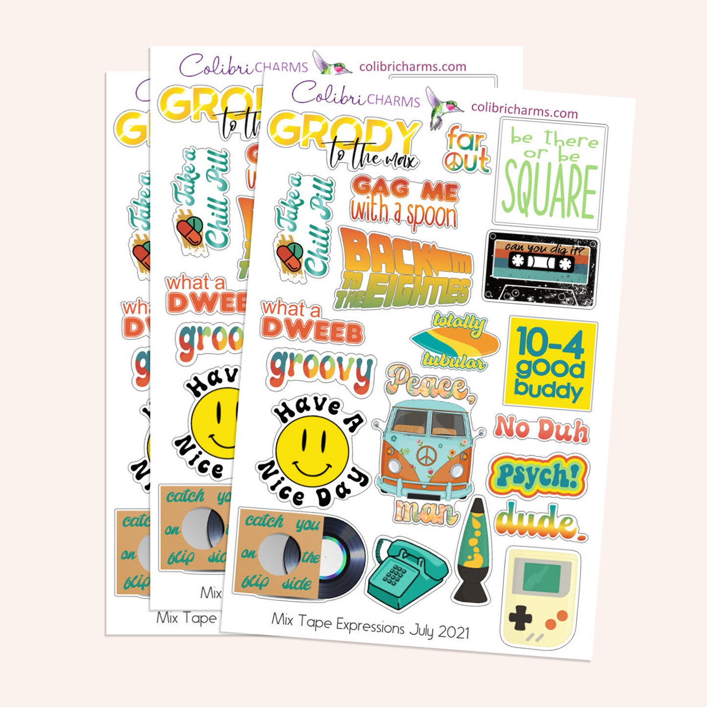 Mix Tape Planner Stickers | Retro Stickers | Throwback Stickers | Back to the 80s | 70s | Groovy | Camper Van