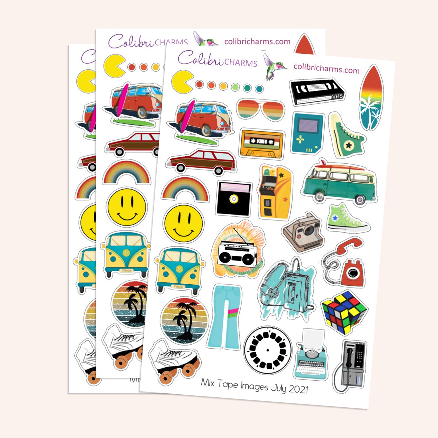 Mix Tape Retro Days of the Week Planner Stickers, 80s DOTW Stickers