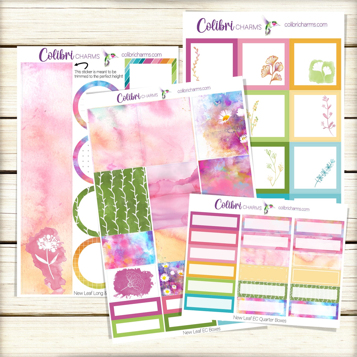 New Leaf Box Planner Stickers | Watercolor Botantical Happy Planner Stickers | Seasonal Planner |