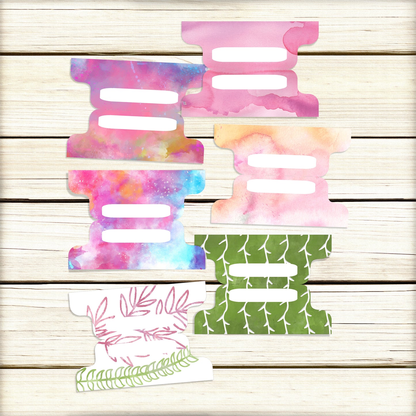 New Leaf Cardstock Cut Out Tabs | Botanical Tabs | Watercolor Flowers Planner Organization