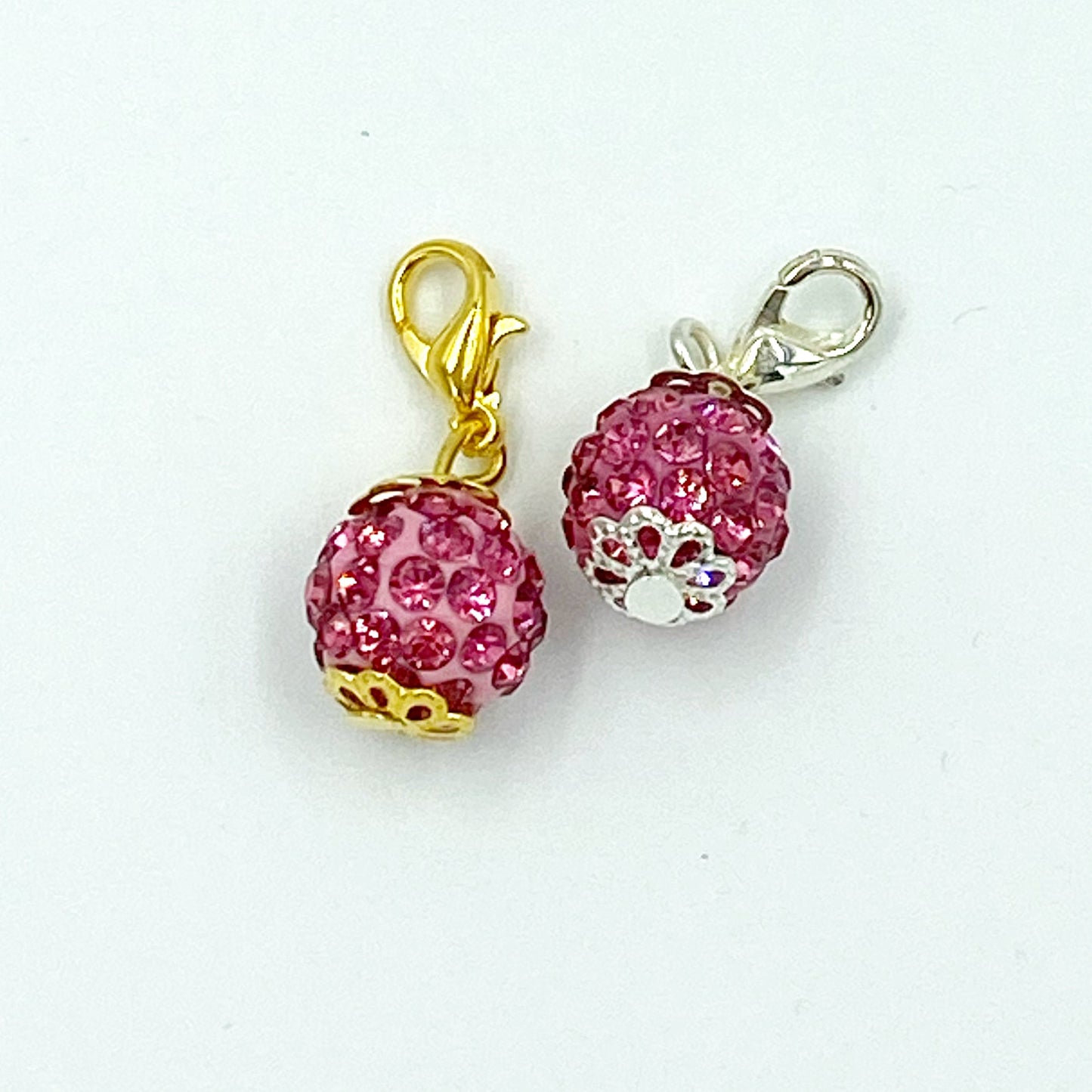 Rhinestone Planner Charms | Sparkly Fashion Dangles - Pink, Rose, Black, White | Beaded Stitch Marker | Progress Keeper