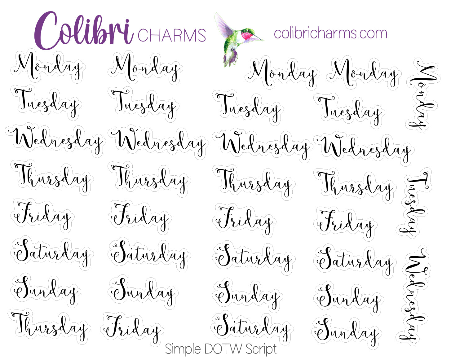 Days of the Week Planner Stickers