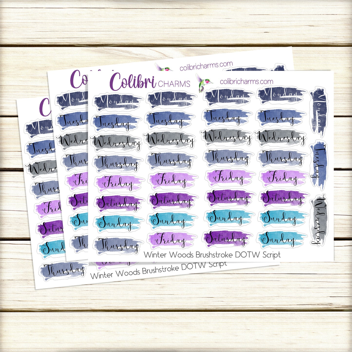 Stargazer Brushstroke Days of the Week Planner Stickers | Celestial Watercolor DOTW | Number Stickers | Date Dots