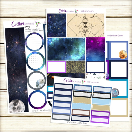 Stargazer Box Planner Stickers | Space Themed | Celestial Happy Planner Stickers | Seasonal Planner |