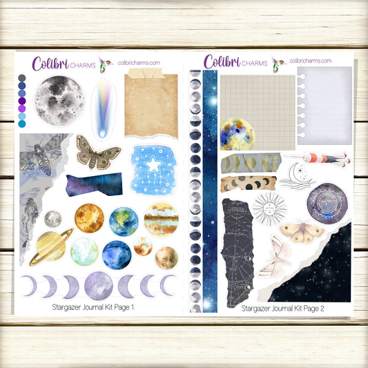 Stargazer Journal Kit | Celestial Decor | Space-Themed Planner Stickers | Seasonal Planner Stickers | Bullet | Bujo