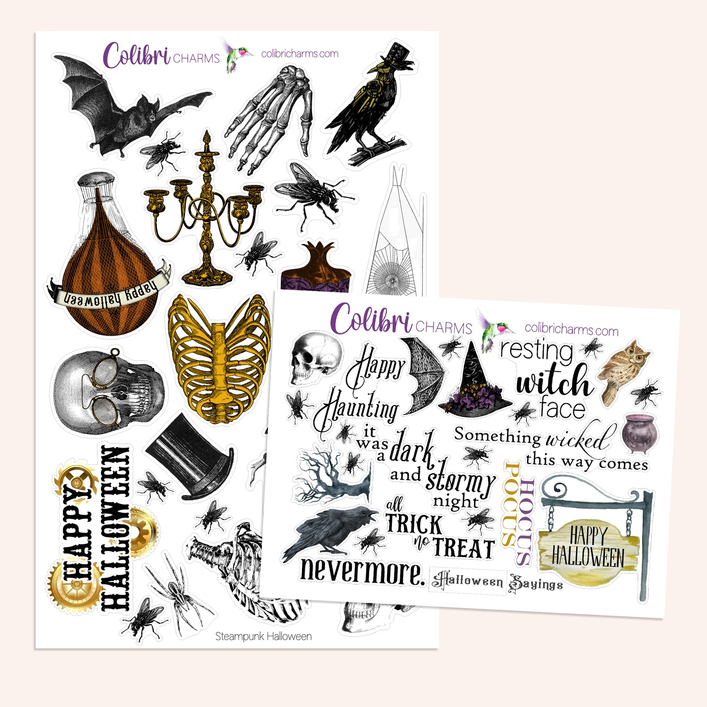 Steampunk Halloween Planner Stickers | Vintage | Spooky | Victorian Sticker Kit | Seasonal Planner Stickers